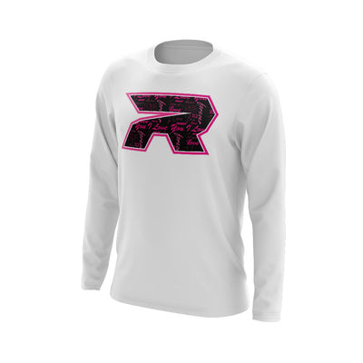 White Long Sleeve with Riot Valentines Day Pattern Logo