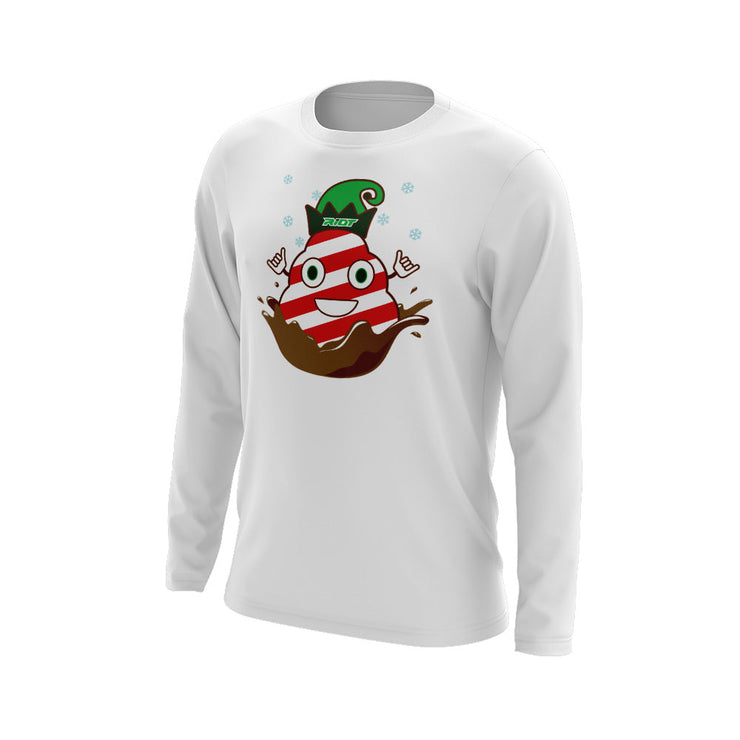 White Long Sleeve with Riot Candy Cane Poop Logo