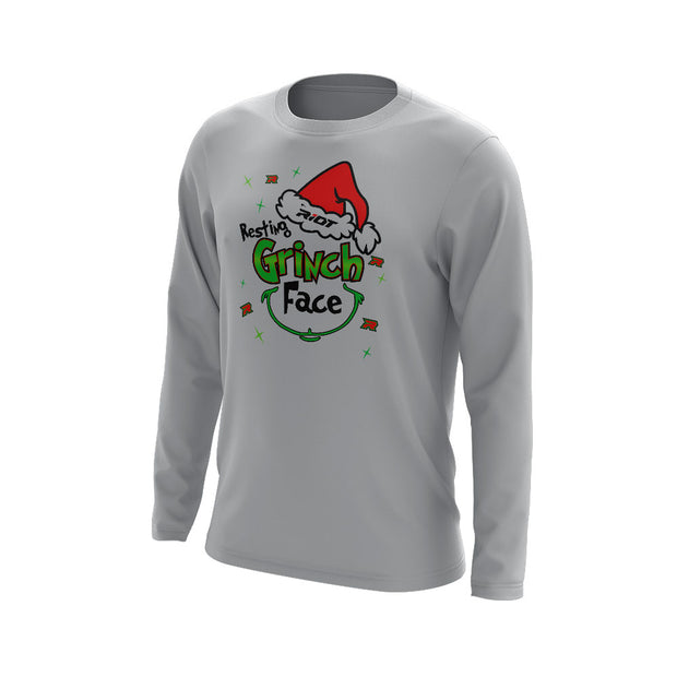 Grey Long Sleeve with Riot Resting Grinch Face Logo