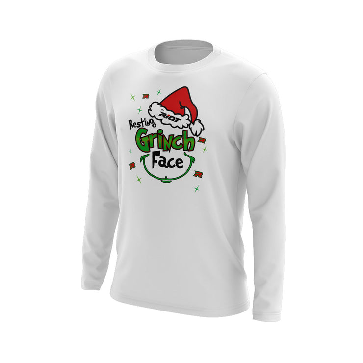 White Long Sleeve with Riot Resting Grinch Face Logo