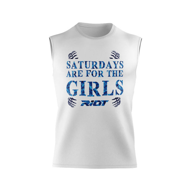 White Shirt with Riot "Girls" Fathers Day Logo - Custom Back