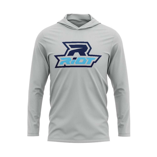 Silver Hooded Long Sleeve Shirt with Riot Look Good Logo