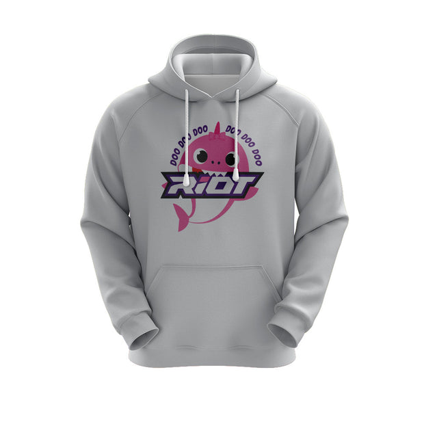 Heather Grey Hoodie w/ Baby Shark Girl Riot Logo