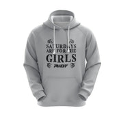 Heather Grey Hoodie w/ Girls Saturdays Riot Logo (choose your logo color)