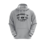 Heather Grey Hoodie w/ Property of Riot Logo (choose your logo color)