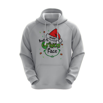 Heather Grey Hoodie with Riot Resting Grinch Face Logo