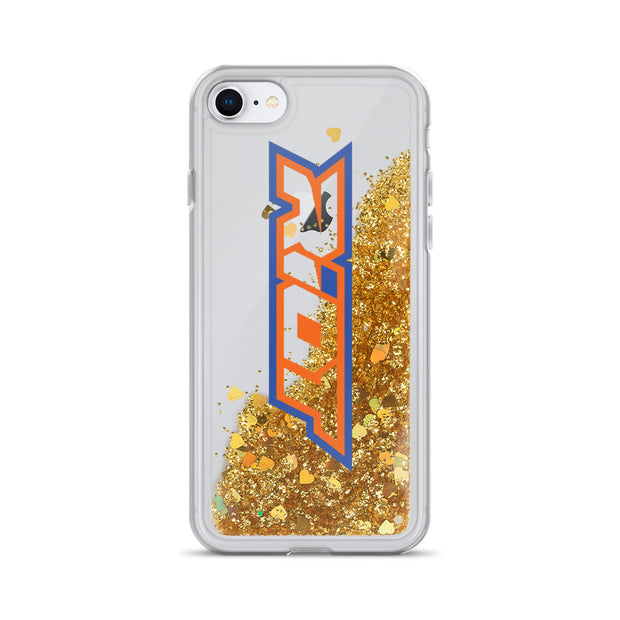 Orange/Blue/Clear Riot Logo Liquid Glitter Phone Case