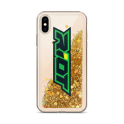 Green/Yellow Riot Logo Liquid Glitter Phone Case