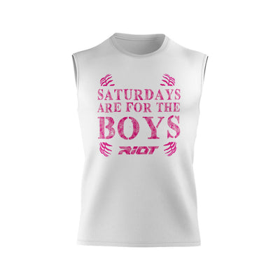 White Shirt with Riot "Boys" Mothers Day Logo - Custom Back