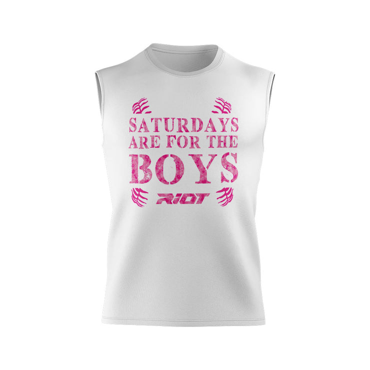 White Shirt with Riot "Boys" Mothers Day Logo - Custom Back