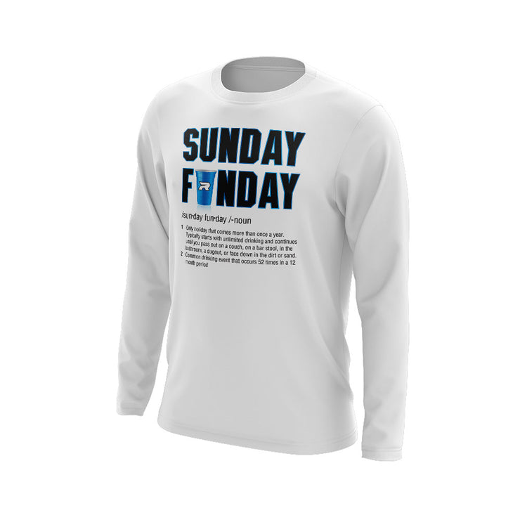 **NEW** White Long Sleeve Shirt of the Week with Sunday Funday Riot Logo