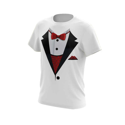 **NEW** White Short Sleeve Shirt with Tuxedo Riot Logo