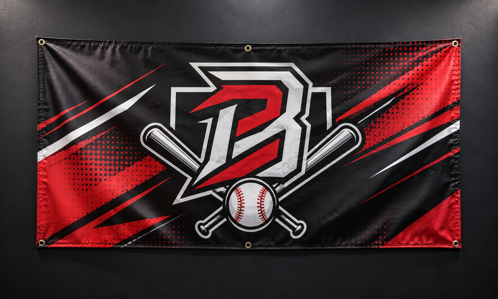 Custom three-by-five-foot baseball banner mockup