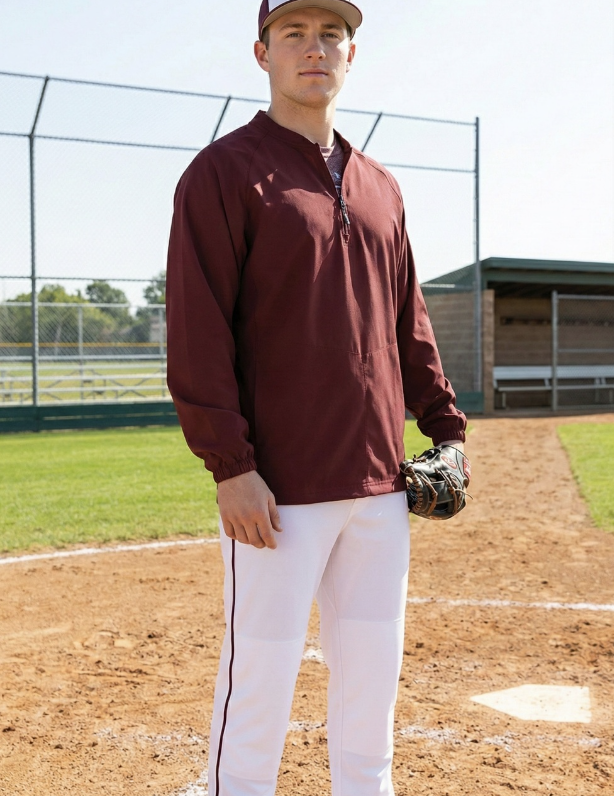 Player wearing a long sleeve stock BP jacket