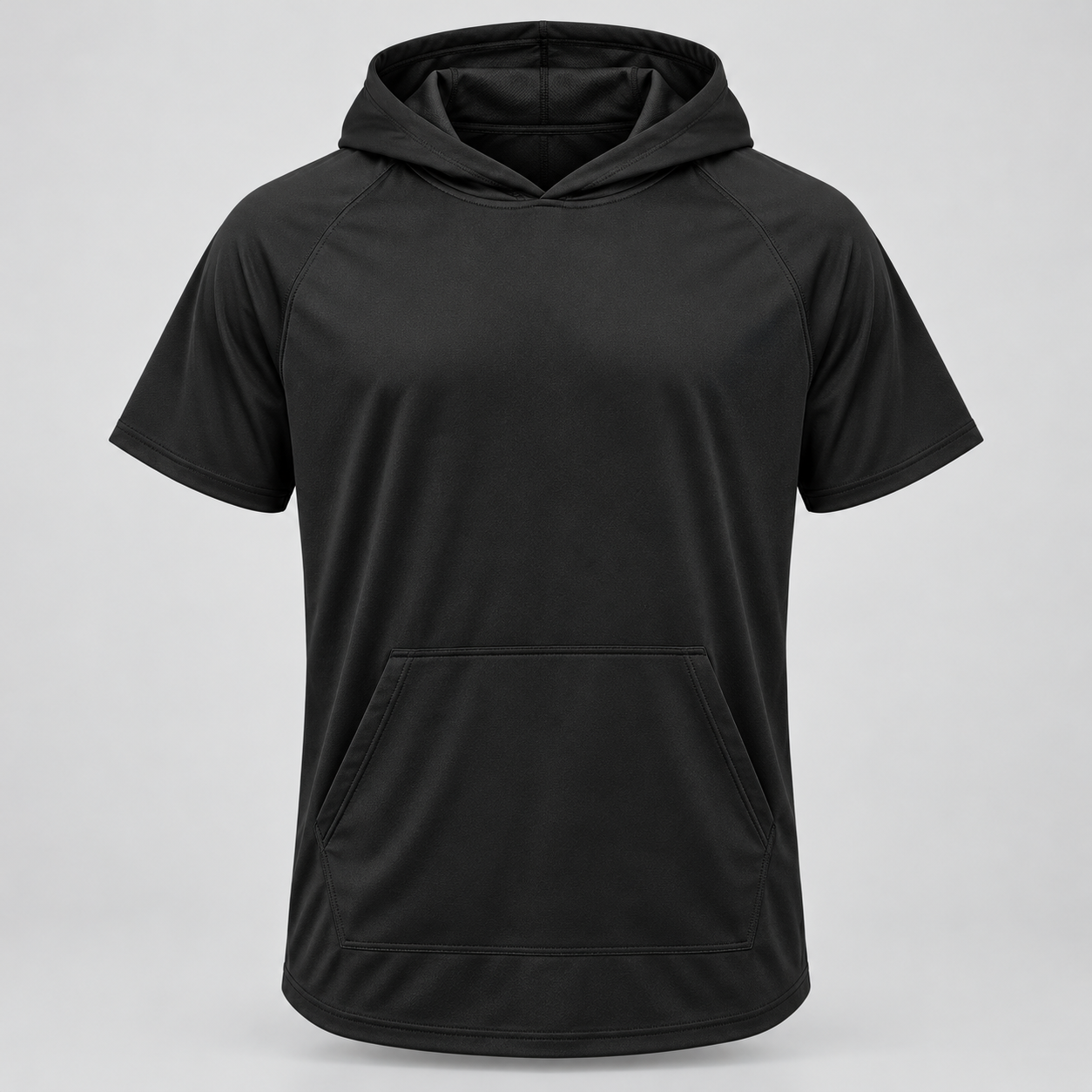 Black Dri-Fit short sleeve hoodie with front pocket